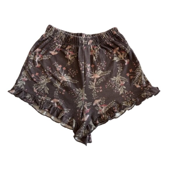 🍄 Hot Topic Brown Mushroom Flora Tank Top & Ruffled Shorts Lounge Set 🍄 - Picture 6 of 9